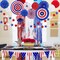 4th of July Patriotic Party Decoration Set – American Flag Paper Fans, Pom-Poms, Foil Fringe Curtain, Star Streamers & USA Pennant Bunting for Independence Day